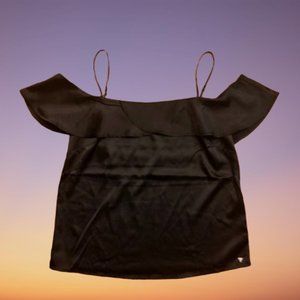 🌸 GUESS Black Silk Ruffle Off Shoulder Cami 🌸